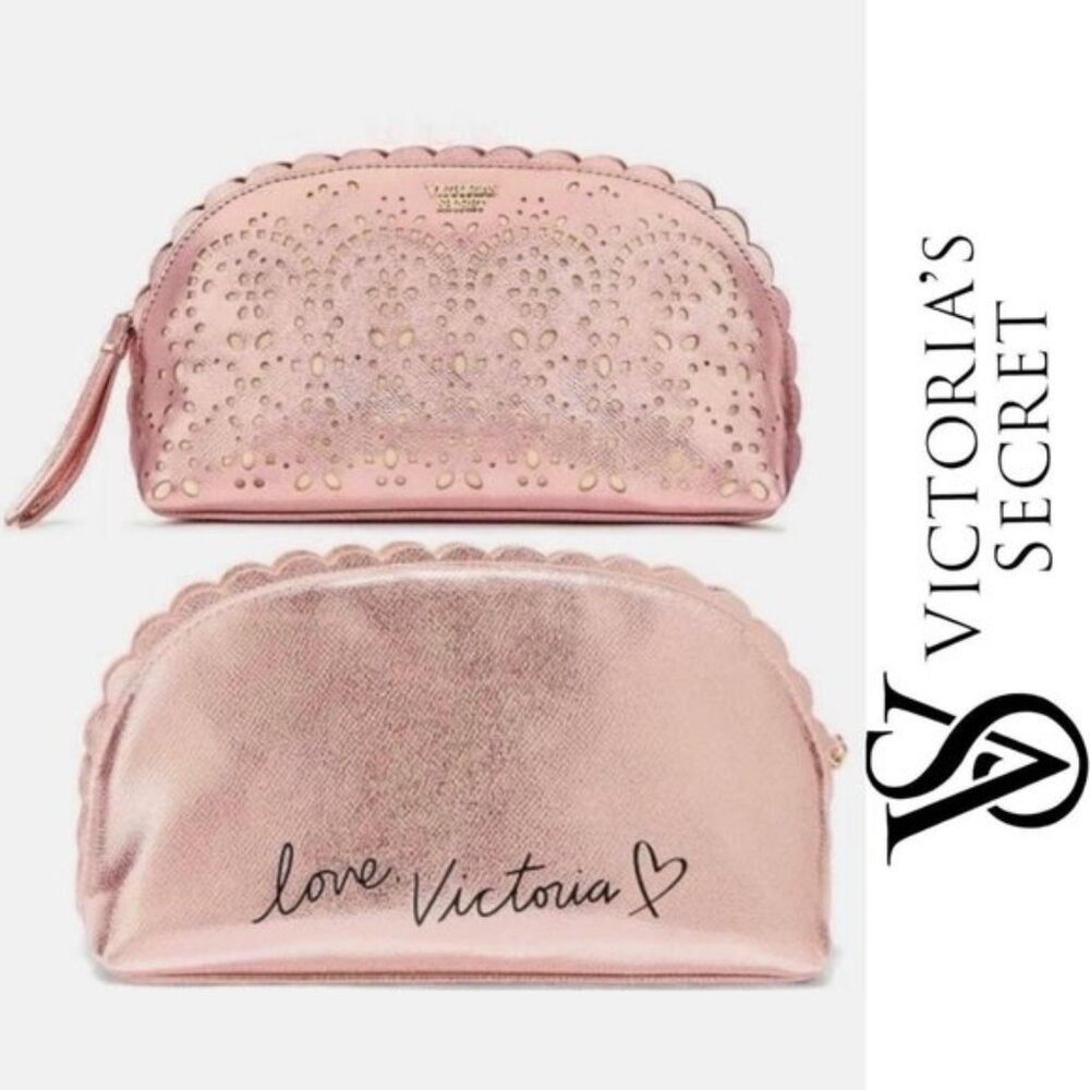 Victoria’s Secret | Rose Gold Petal Edge Beauty Bag | Cosmetic Case